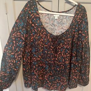 Ava & Viv Black Floral Shirt